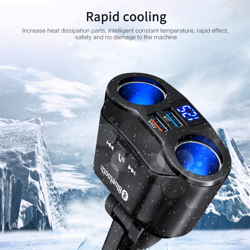 Car MP3 Player Bluetooth 5.0 Car Handsfree FM Transmitter Cigarette Lighter Dual USB Charger Expand Support U Disk Music Play