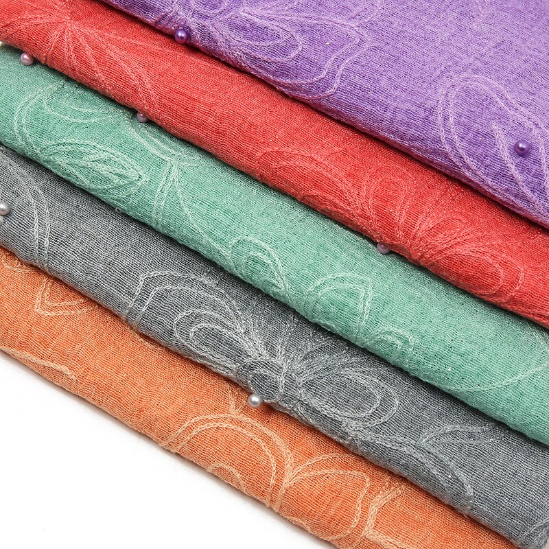 Moslem cotton and linen embroidered Pearl scarf