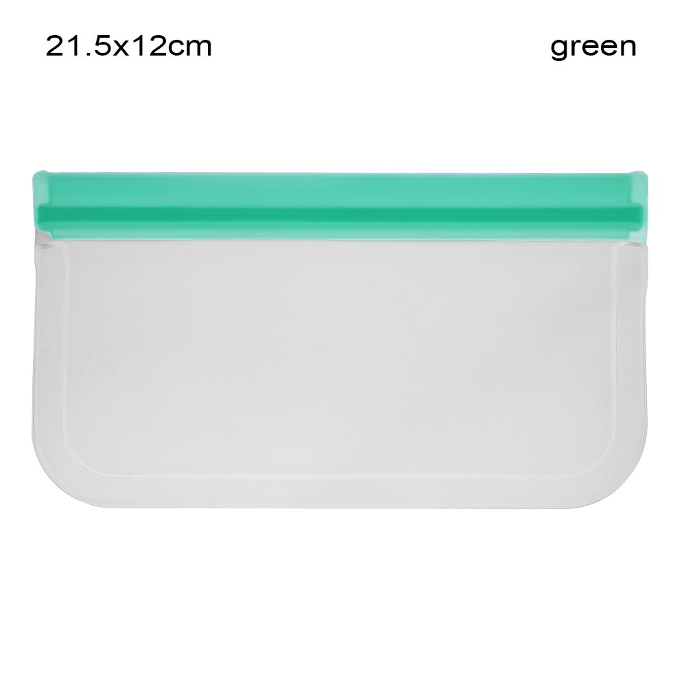 1pc doorschijnende siliconen zakjes voor het bewaren van verse levensmiddelen, lekvrije melk en fruitcontainers, herbruikbare, afgesloten staande zakken met ritssluiting: Groen 2