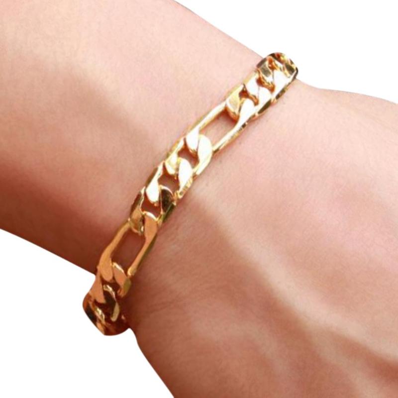 offre spéciale Bracelet en métal pour hommes gourmette lien chaîne cuivre Bracelet nouvelle mâle bijoux lien chaîne 20cm