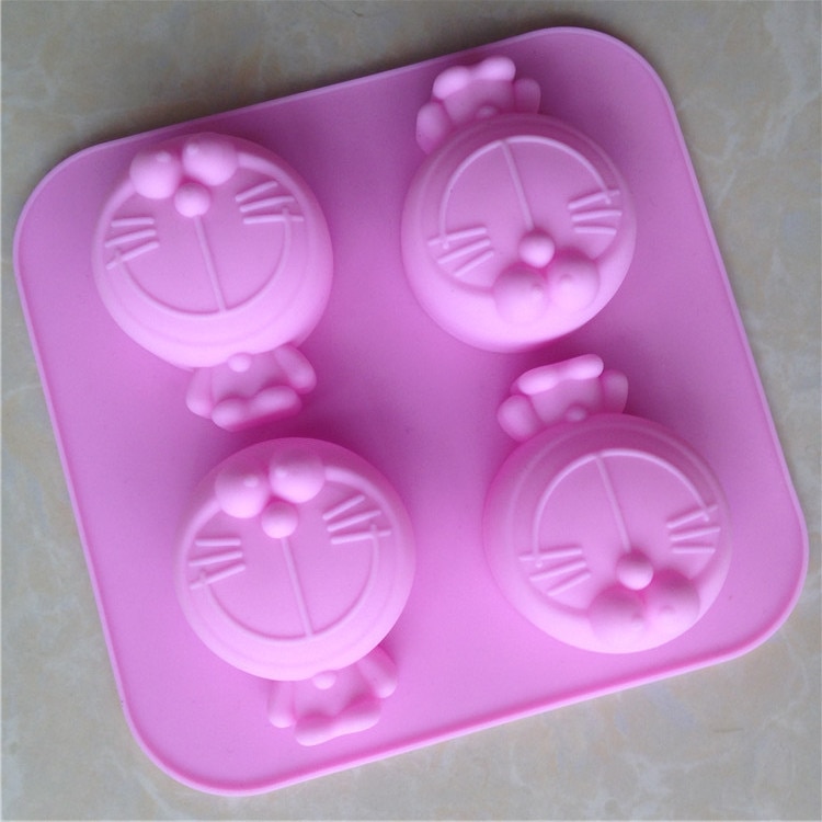 4 pièces tête de chat Silicone gâteau moule à la main processus à froid savon moule Xg097