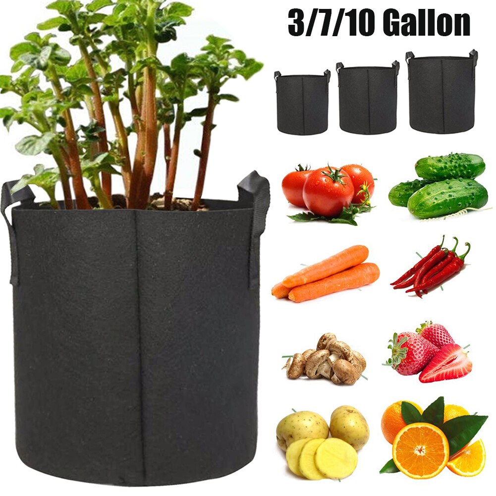 Bolsas de fieltro para cultivo, maceta de tela para jardinería, cultivo de verduras, jardín, flores, 5/10 piezas, 3/7/10 galones