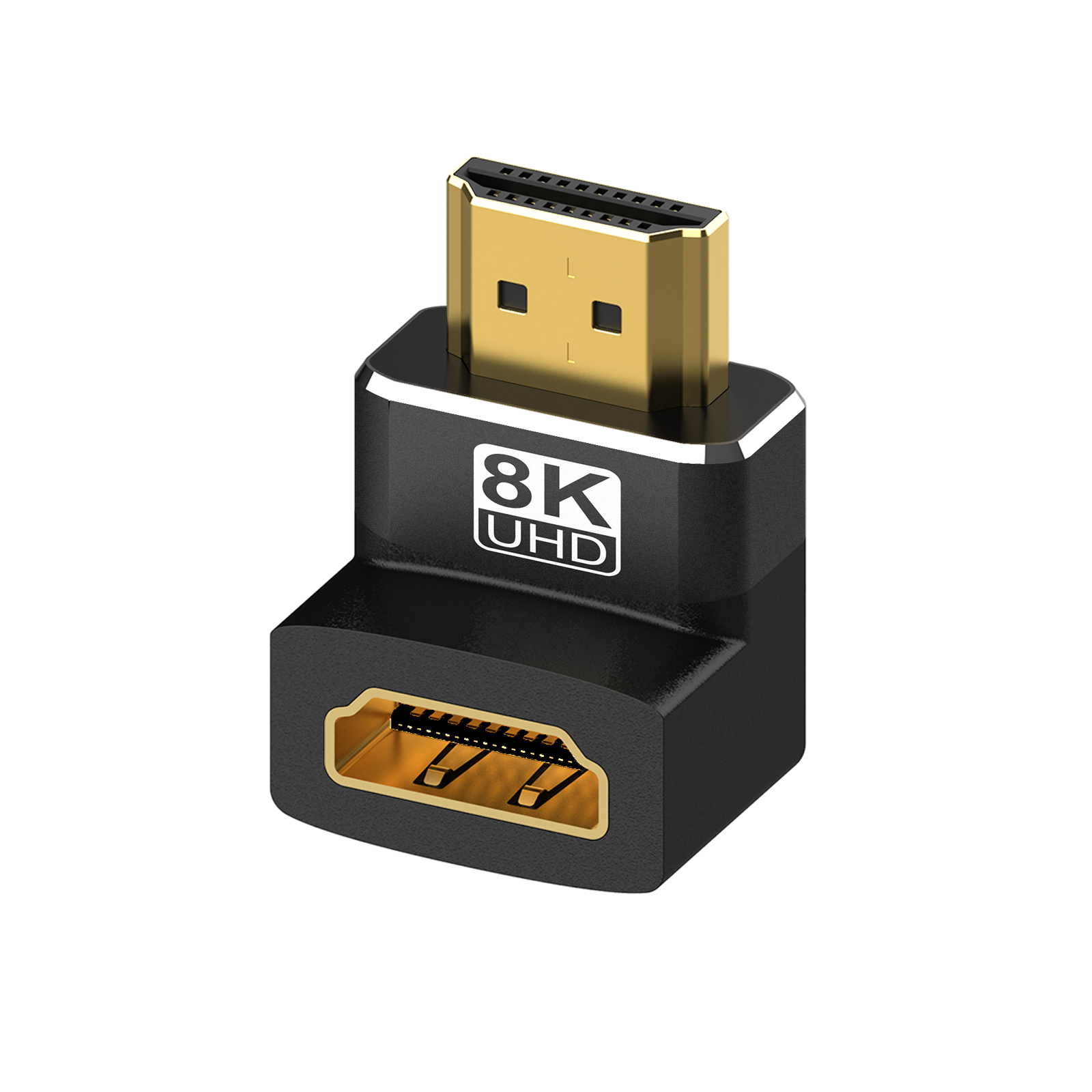 Adaptador de 90 grados Compatible con HDMI, 8K, ángulo recto de 90 grados, 270 grados, Conector de expansión macho a hembra: Negro