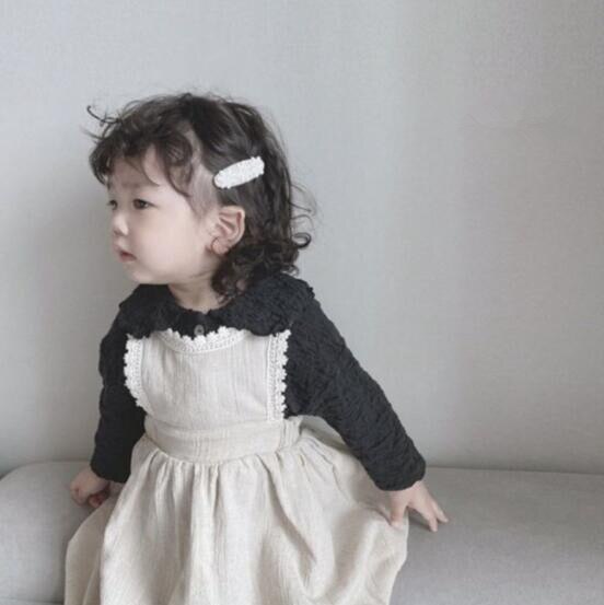 2022 Korea Lente En Herfst Meisjes Bubble Geplooide Mori Ruche Lange Mouwen Gebreide Katoen Leuk Overhemd