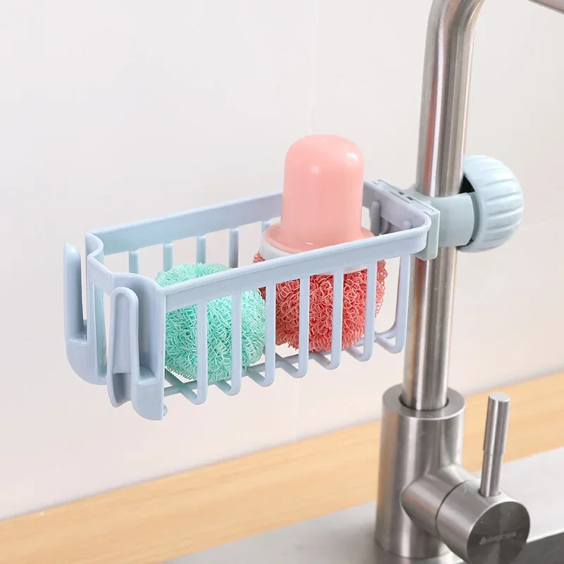 kitchen storage Sink Faucet Sponge Soap Cloth Drain Rack Storage Organizer Holder Shelf rangement cuisine: light green