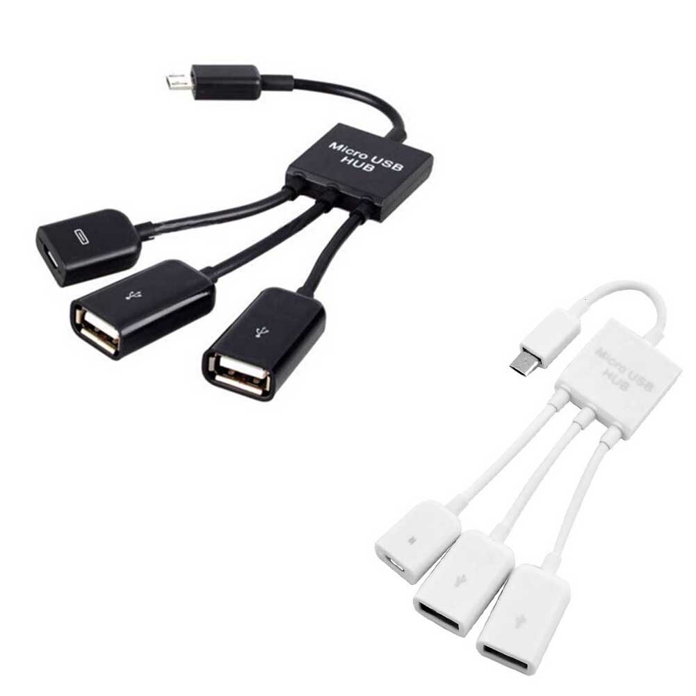 Micro USB HUB 3 en 1 macho a hembra y doble USB 2,0, Cable adaptador OTG, DJA88