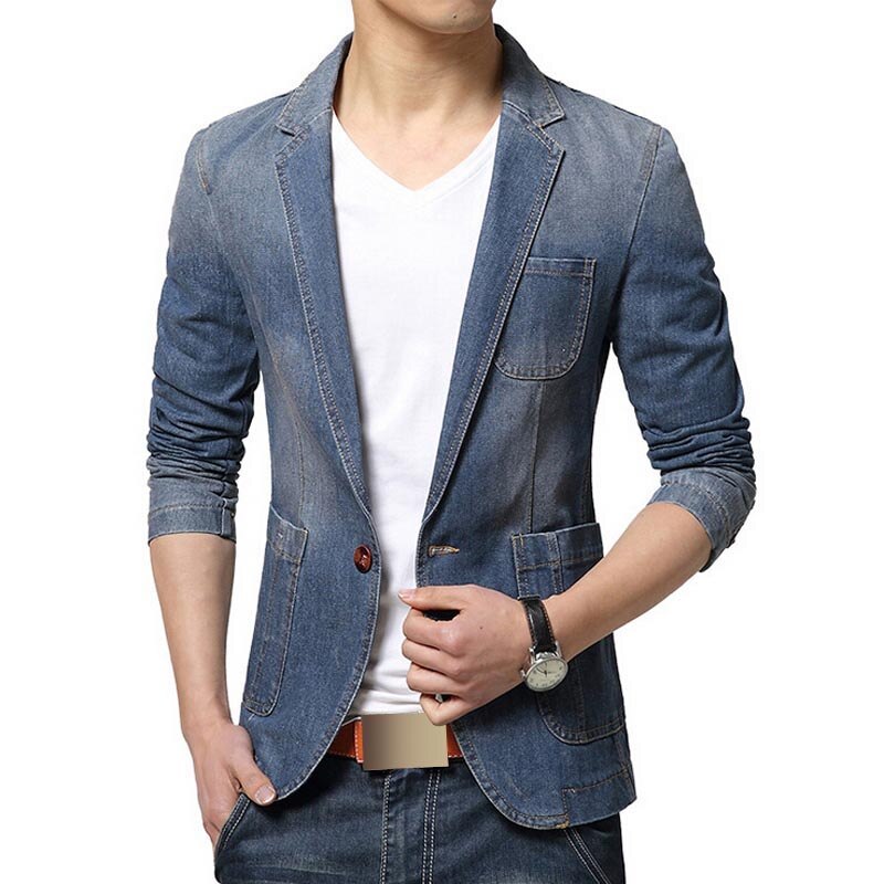 Blazer Men Trend Jeans Suits Men VogueSuit Jean Jacket Men Slim Fit Denim Jacket Suit Cotton Jackets Costume Homme Coat