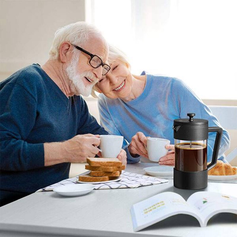 French Press Coffee &amp; Tea Maker, Thickened Borosilicate Glass Coffee Press Rust-Free and Dishwasher Safe,Black