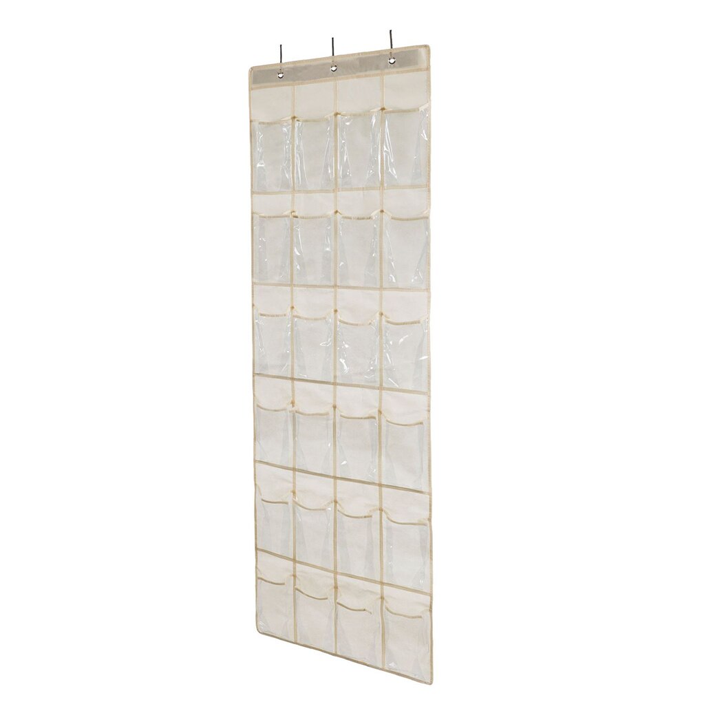 1pc 24 Grid Over Door Hanging Organizer Convenient Storage Holder Rack Closet Shoes Shoe Rack Non-Woven Fabric Shoes Holder: beige