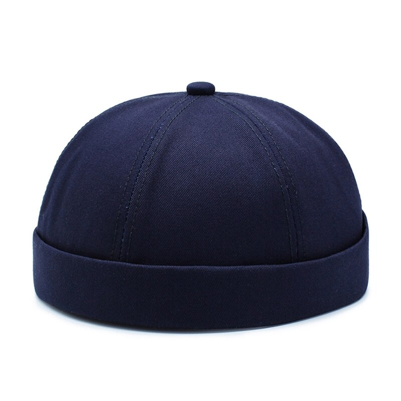 Hot! Beanie Men Women Retro Brimless Portable Adjustable Hip Hop Hat Skull Cap Solid Color Wonderful Gift: Dark Blue