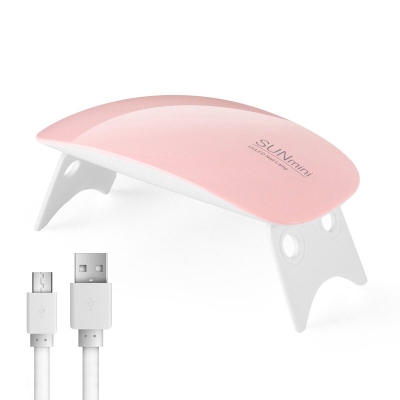 Mini secador de uñas , lámpara Led UV de 6W, con Cable USB, herramientas portátiles de manicura para esmaltes a base de Gel, color blanco y rosa: Pink
