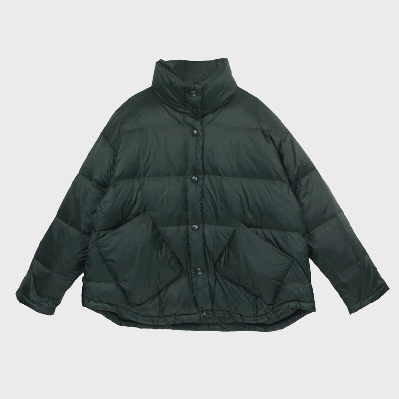 Aachoae casual feminino longo parka com bolsos sólido manga longa algodão-acolchoado jaqueta senhoras inverno grosso casacos quentes ropa de mujer: Green