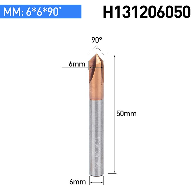 HUHAO 1PC Tungsten Carbide Straight Groove Chamfering Milling Cutter 60 /90 /120 Degrees CNC Tool For Engraving Machine End Mill: H131206050