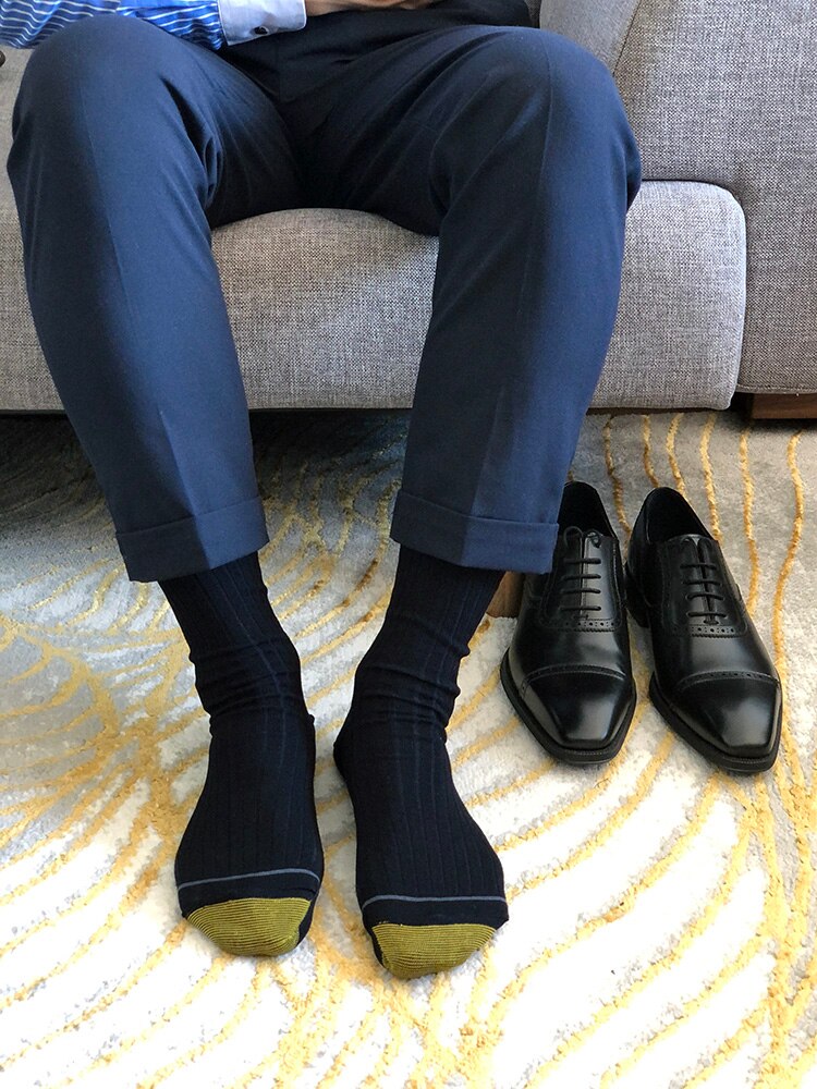 Calcetines para hombre traje de hombre formal negro calcetines de negocios para hombre Sexy Caballero traje vestido calcetines transpirables calcetines de algodón para hombre