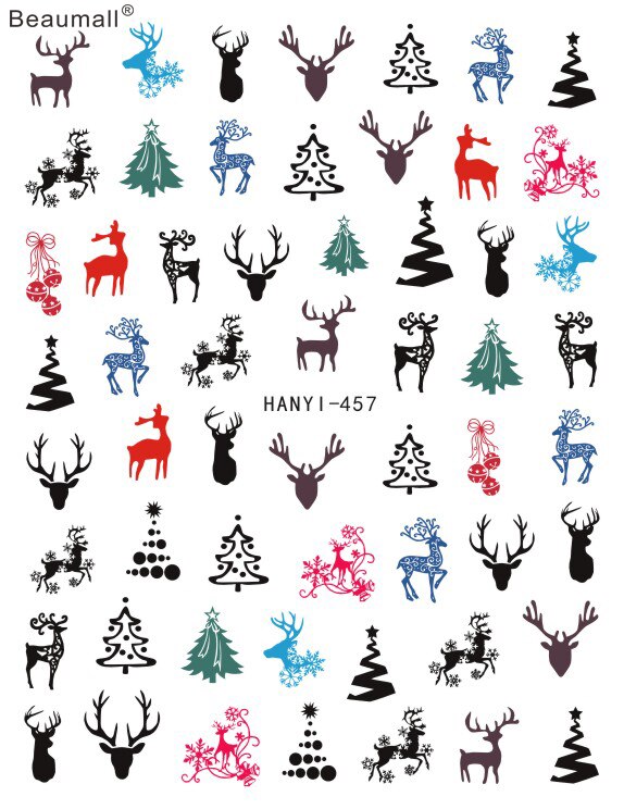 Kerst Nails Art Manicure Terug Lijm Decal Decoraties Nail Sticker Voor Nagels Tips Beauty