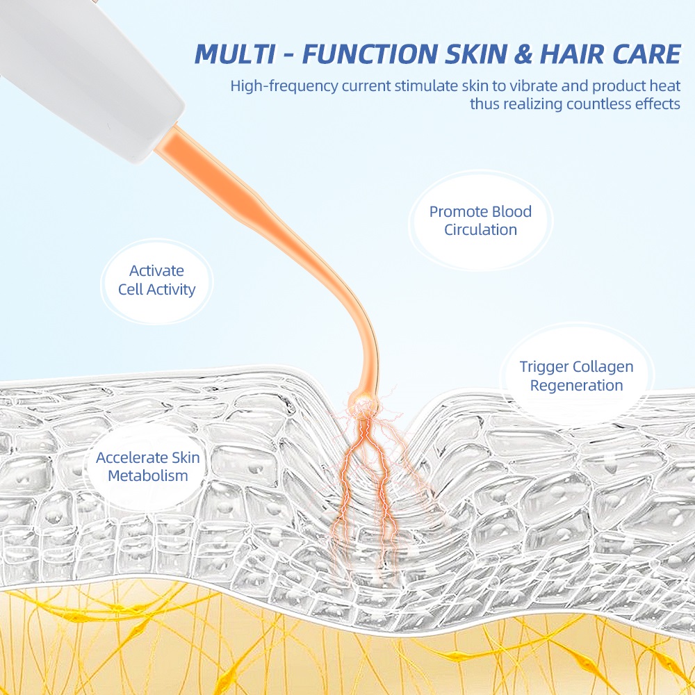 Upgraded 6 in1 High Frequency Electrode Wand With LED Display Glass Tube Acne Spot Remover Skin Care Face Hair Care Spa Tool