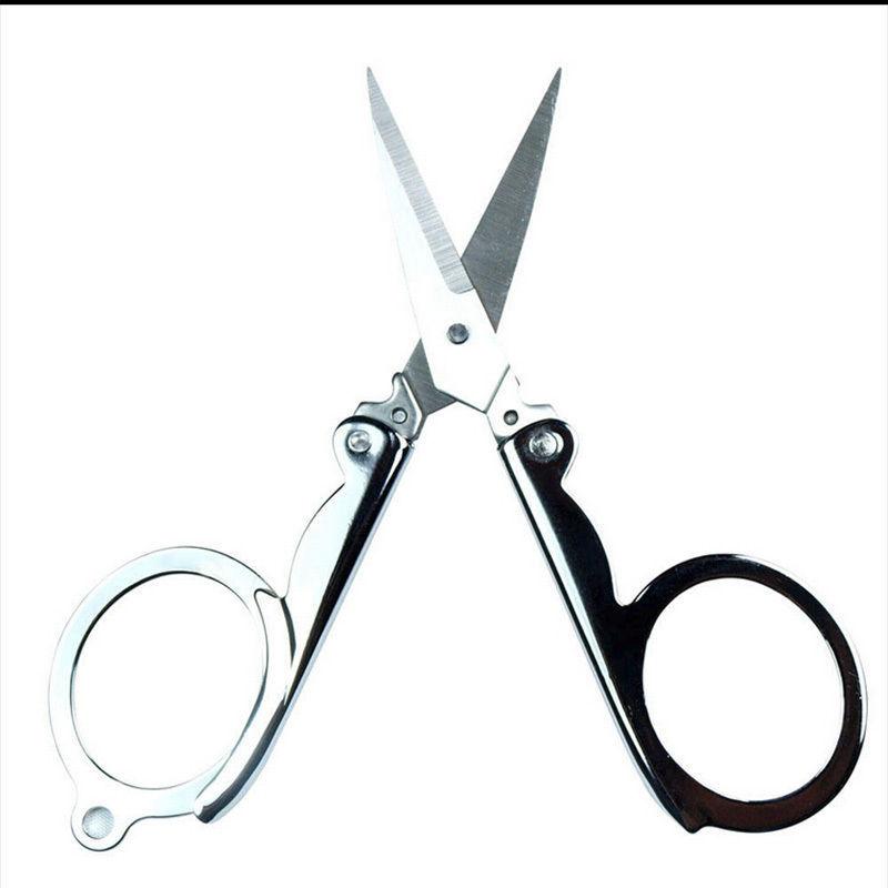 1Pc Mini Folding Stainless Steel Scissors Keychain Fishing Scissor Cutter Camping