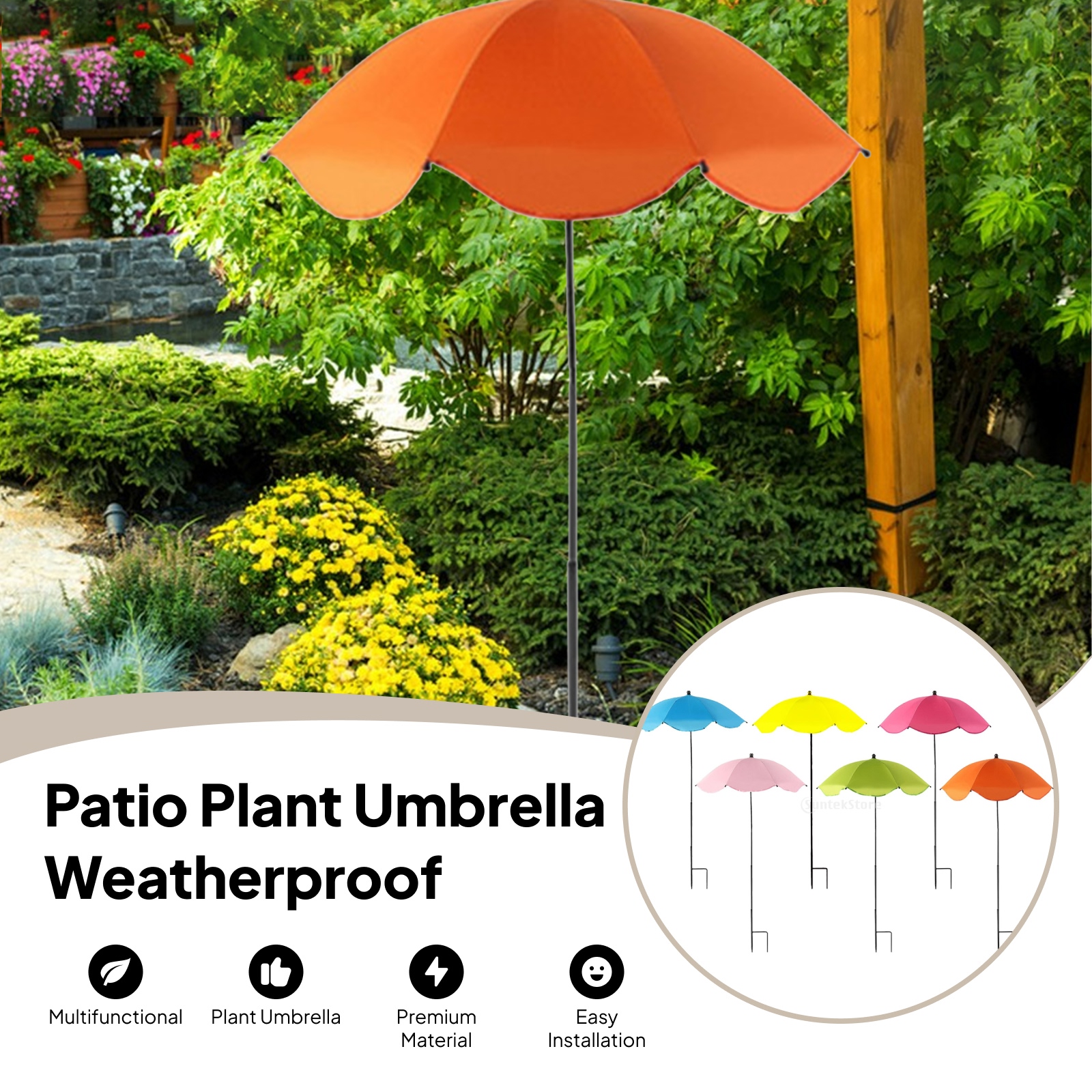 Planteparaply skyggedug, praktisk parasol haveparaply skygge udendørs planter parasolovertræk terrasseparaply med metalpæl