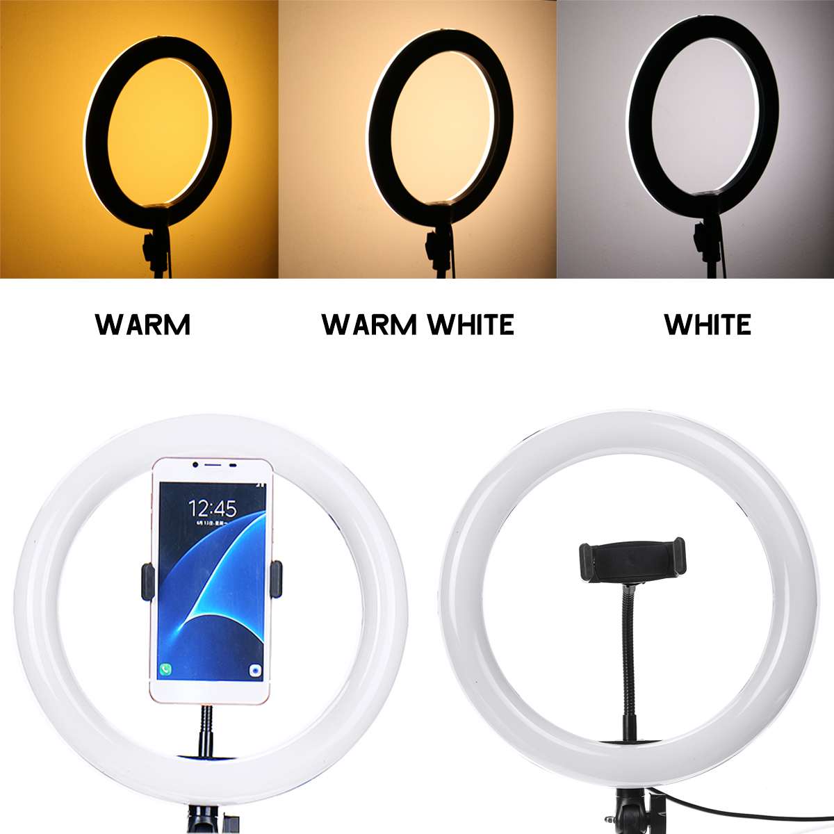 12" LED Ring Light with Hold Selfie Light Ring Lamp Photograghy Ringlight Lighting Kit