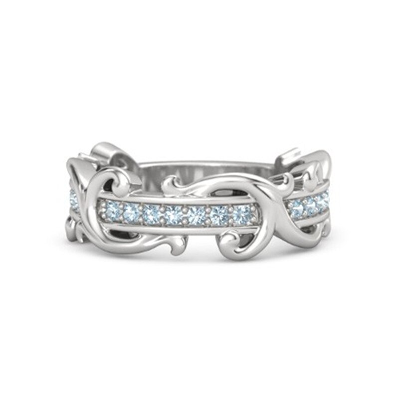 FDLK Delicate Dames Bloem Rank Ring - Witte Kristal - Trouwring - Zinklegering & Koper