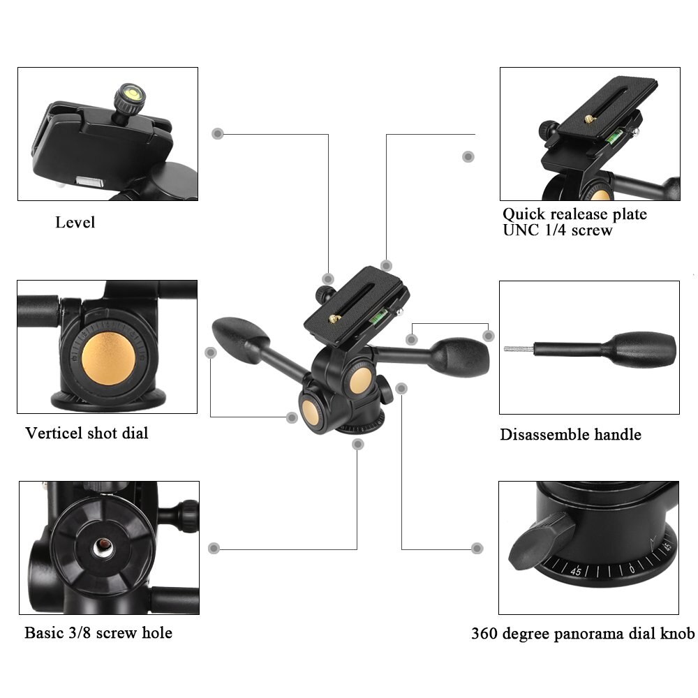 Cadiso Q80 Foto Statief Hoofd Dubbele Handvat Drie Dimensionale 3D Demping Twee Handvat Balhoofd voor Camera Video Statief Monopod