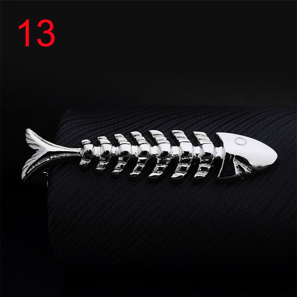 1pc Men Tie Clip Fish Bone Leaf Guitar Feather Saxophone Multiple Styles Tone Metal Tie Clip Tie Bar Necktie Clips: 13
