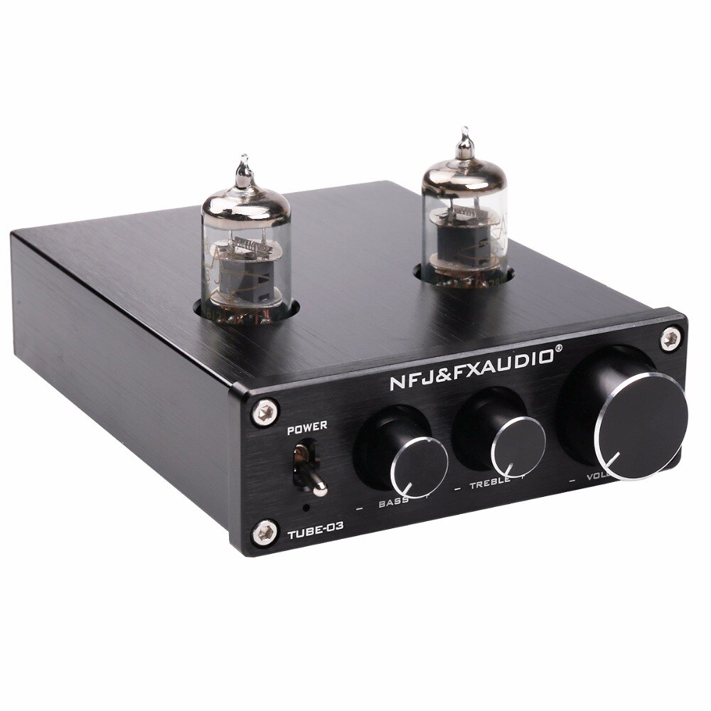 FX-AUDIO TUBE-03 MINI Bile 6K4 / 6J1 reamp Tube Amplifier Buffer HIFI Audio Preamplifier Treble Bass Adjustment Pre-amps DC12V