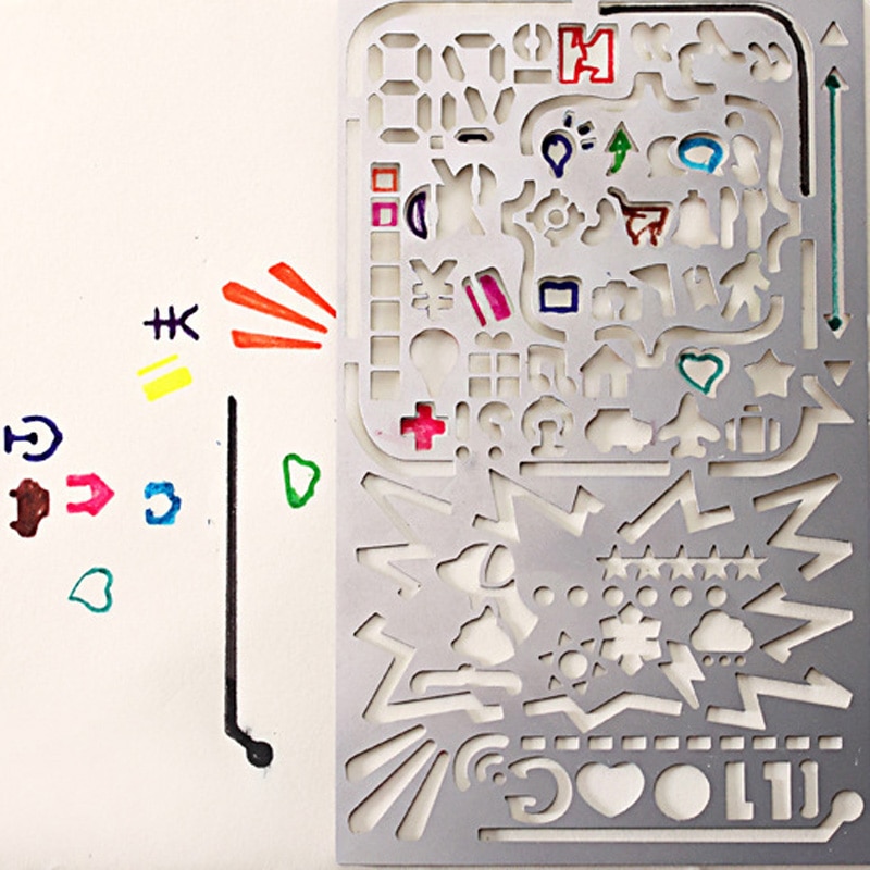 Kawaii telefon firkantet linealer gør-det-selv nyhed metal hul lineal til børn tegning søde ting skoleartikler