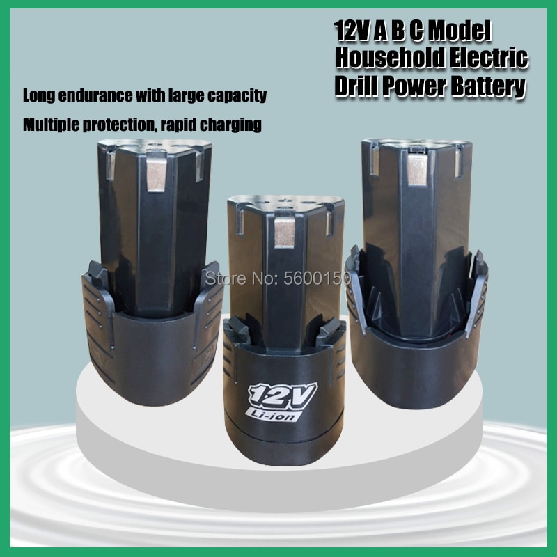 Batería de destornillador eléctrico de 12V, batería de litio recargable 18650, taladro eléctrico para el hogar