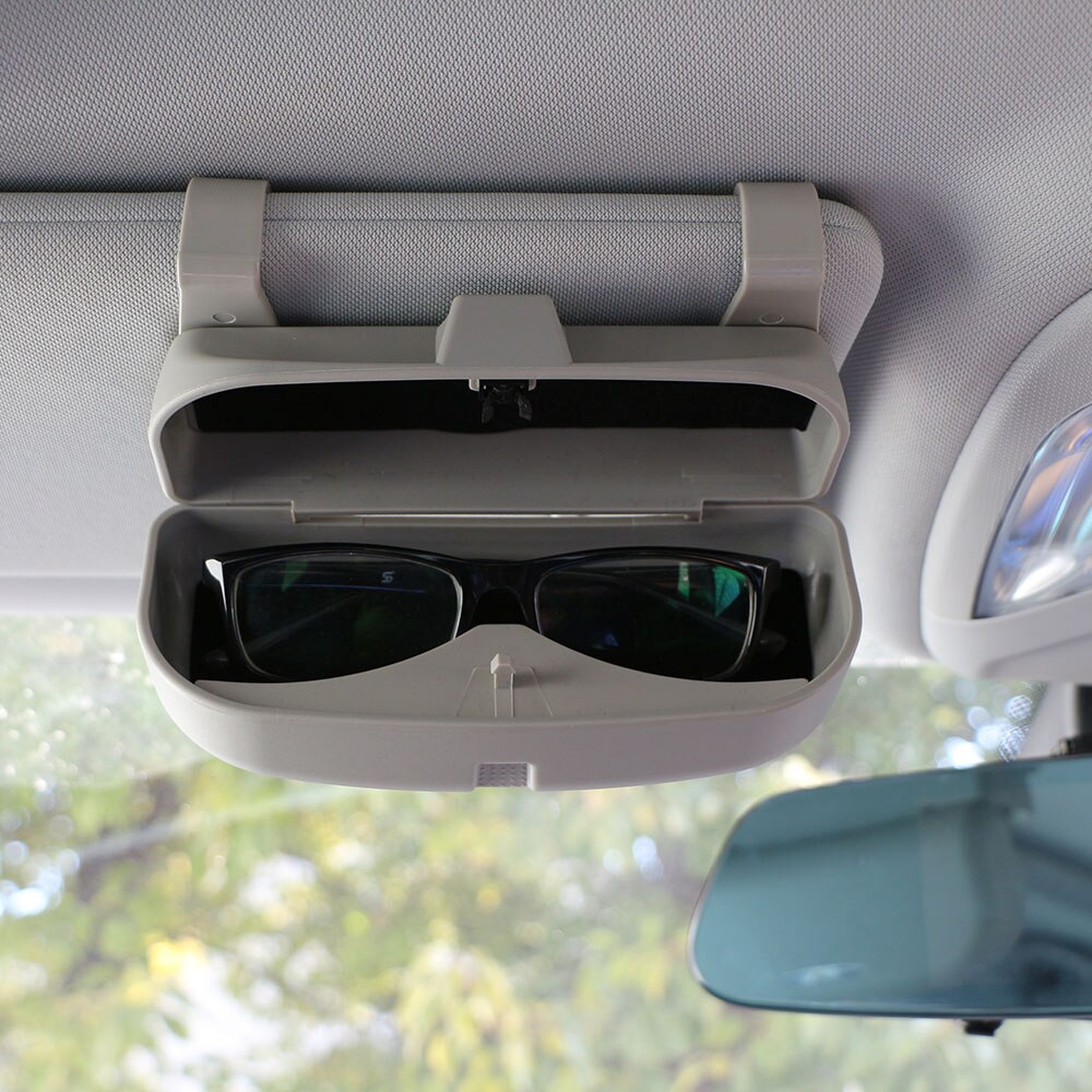 Jameo auto bil briller klip billet kort klemme abs bilbriller sager bil solskærm solbriller holder tilbehør: Dobbelt spænde grå