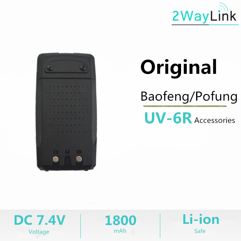 Baofeng-Batería de UV-6R Original de iones de litio, paquete de batería de 1800mAh para Pofung UV-6R BL-6R UV 6R, eliminador de Batería de Radio, cargador de coche, EU