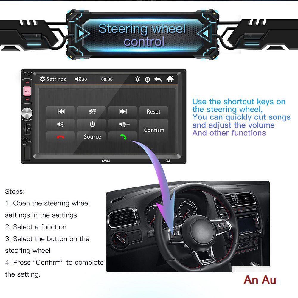 7 inch HD car MP5 player X4 Car player With 4LED rear camera Car electronics Car video player