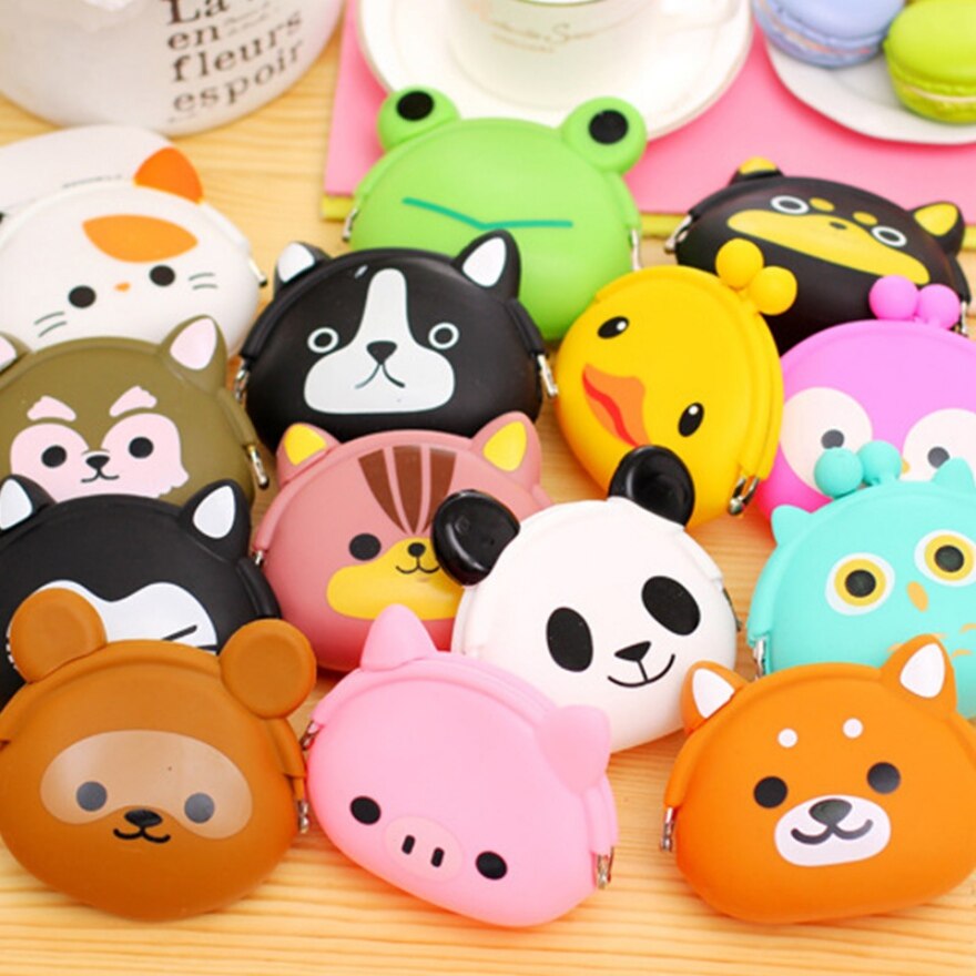 Girls Mini Silicone Coin Purse Animals Small Change Wallet Purse Women Key Wallet Coin Bag For Children Kids # F