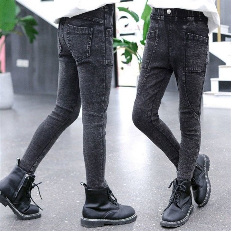 Girls Jeans Slim Skinny Kids Jeans For Girls Stretch Pencil Pants Kids Jeans Autumn Novelty Jeans Pants For Girls 6 8 10 12 14