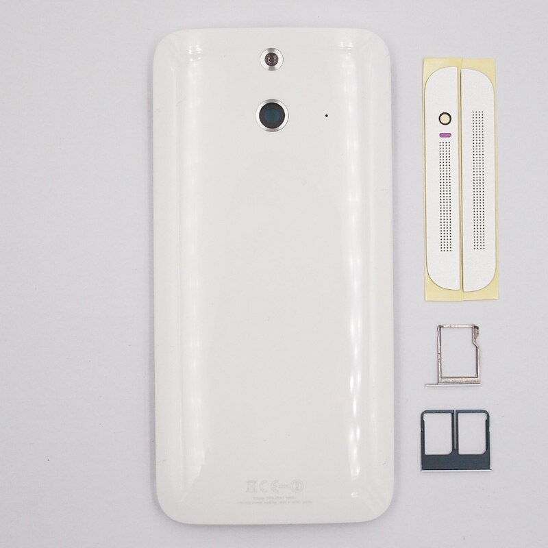 BaanSam nueva tapa trasera de la batería funda para HTC One E8 con botón de encendido + hoja inferior superior + bandeja de tarjeta SIM Dual