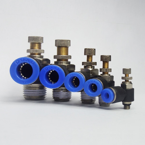 Sl type 4 6 8 10 12mm hurtig forbindelse pneumatisk fitting  m5 1/8 " 1/4 " 3/8 " 1/2 " lufthastighedsreguleringsventil drosselventil