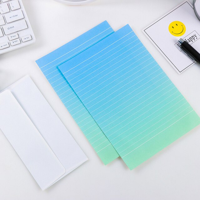 Gradient Envelopes Diy Multifunction Specialty Paper Envelope For Letter Paper Postcards School Material School Supplies: Gradient green