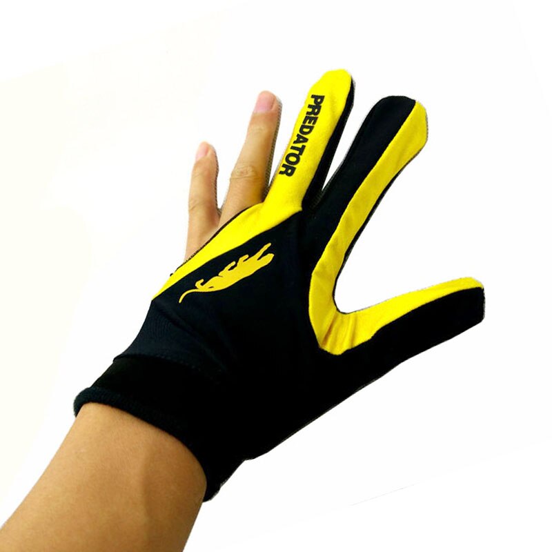 2pcs red/yellow 2colors Snooker Billiard Cue Glove Pool Left Hand Open Three-Finger Accessory: yellow