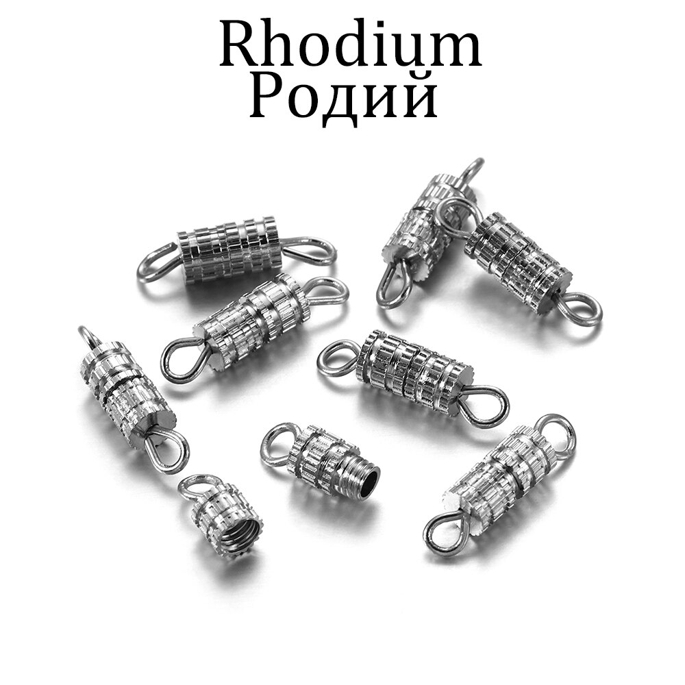 Sujetadores de cilindro para fabricación de joyas, hebilla de tornillo cerrado, conectores de pulsera, accesorios, suministros, 30 Uds.: Rhodium