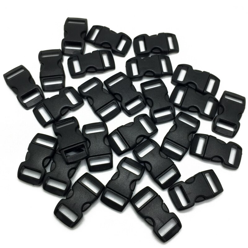 100 Stks/partij Zwarte Plastic 3/8 "/10Mm Gebogen Zijsluiting Gebogen Sluiting Voor 550 Paracord Survival Bandjes singels