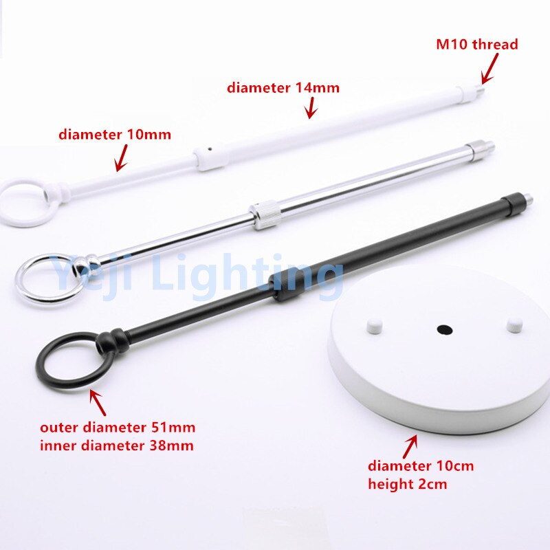 M10 thread Telescopic tube flexible pipe Telescopic pole alloy hollow pipe with hook ceiling rose ceiling canopy ceiling plate