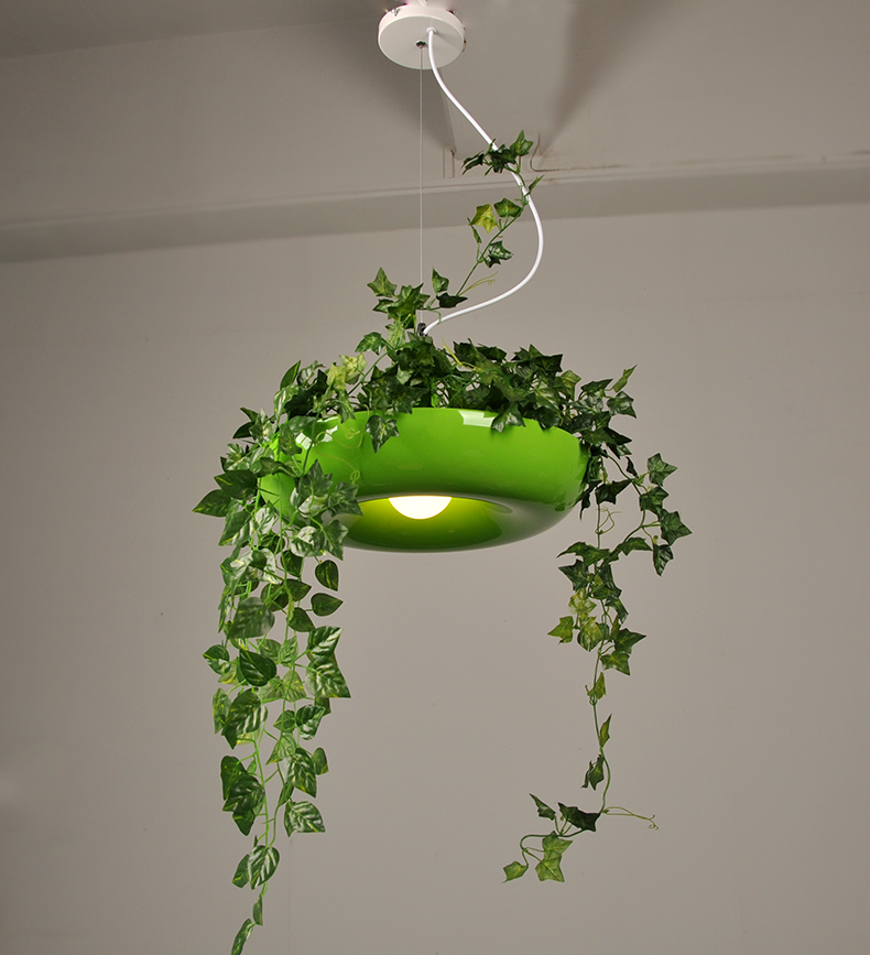 Nordic Plant Hanglampen Diy Tuin Led Lamp Bloempot Opknoping Lamp Eetkamer Restaurant Verlichtingsarmaturen Thuis Decor: green