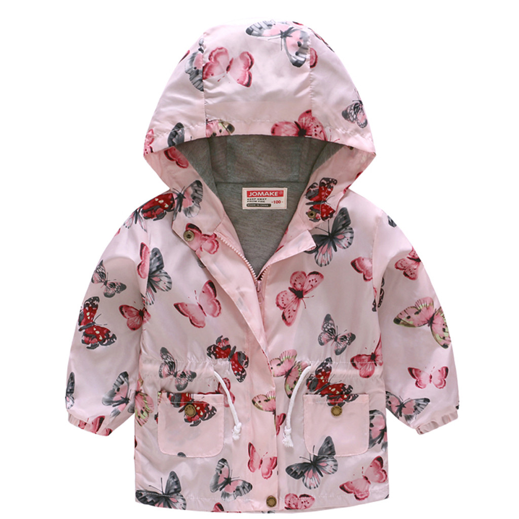 Enfants manteau bébé filles hiver manteaux garçons coupe-vent Outwear papillon à capuche fermeture éclair coupe-vent vêtements d'extérieur #1018: PK / 11T