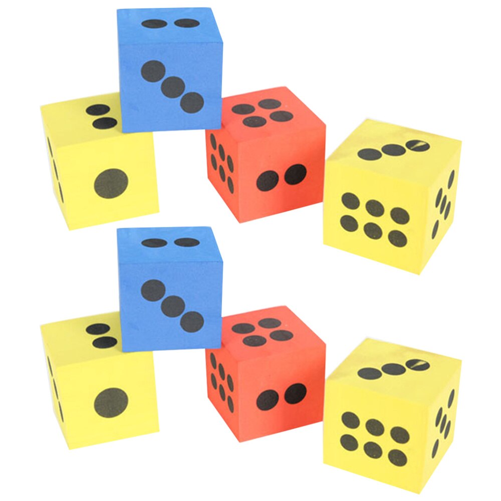 8pcs EVA Foam Dice Party Game Playing Dice Block Entertainment Dice Math Educational Toys - Size L (Random Color)