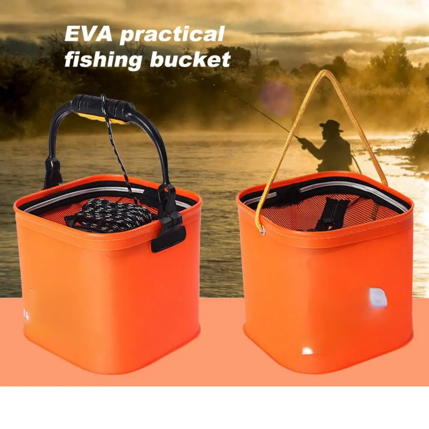 Fishing Wear Resistant Portable Folding Bait Bucket - Multifunctional Water Container