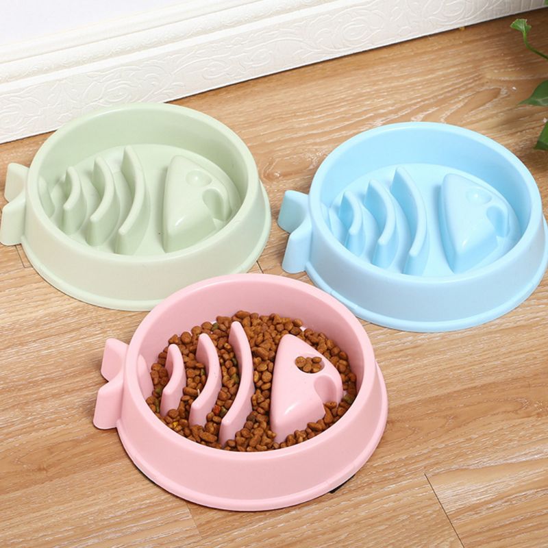 Pet Slow Eating Feeder Fish Shape Dog Bowl Bloat Stop Healthy Interactive Feeding Food Puppy Plate Dishes