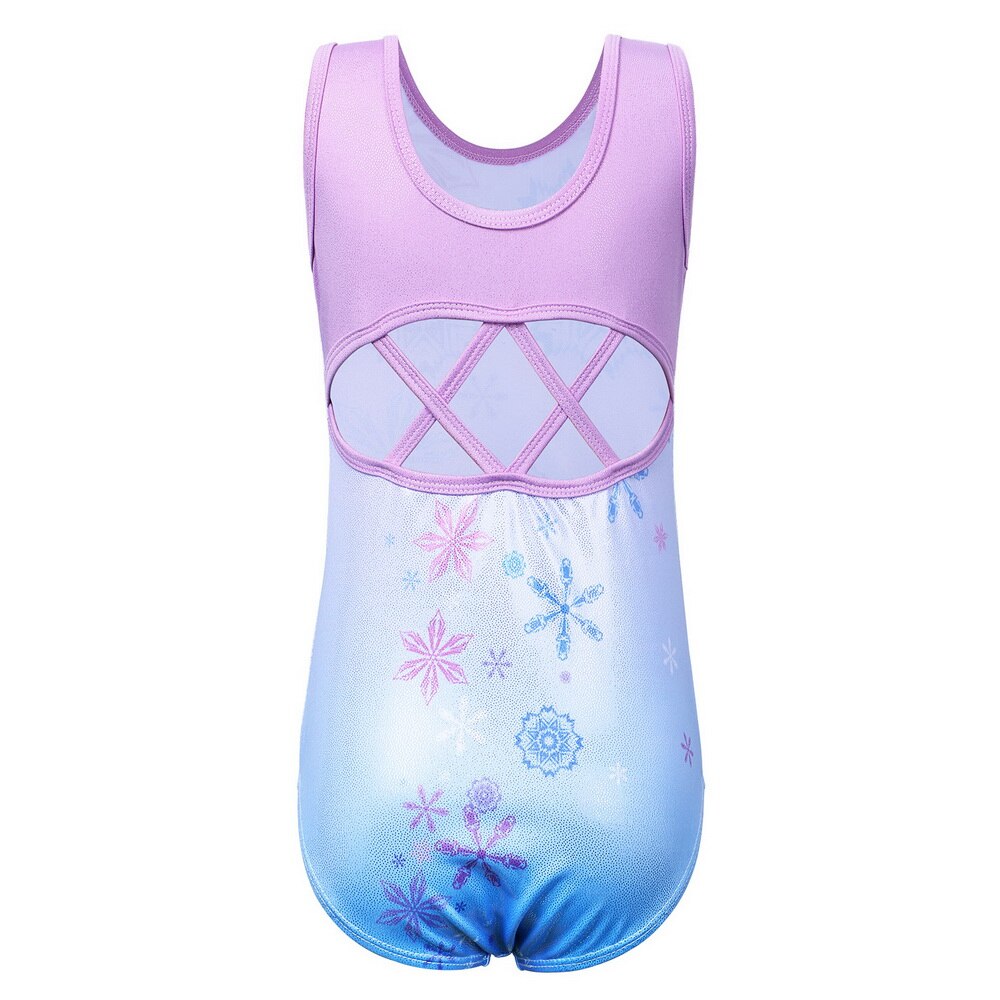 BAOHULU 3-12Y Girls Snowflake Gymnastics Leotards Jumpsuit Kids Tank Athlete Gymnast Bodysuit Gymnastic Skating Costume