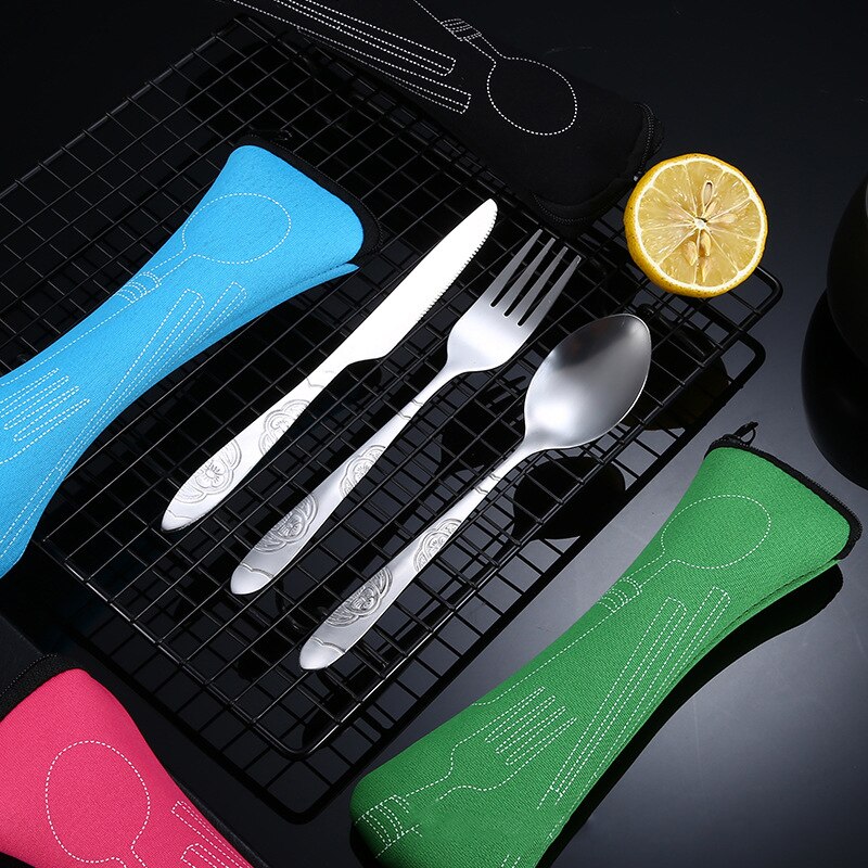 4 pcs silver tableware set / silver stainless steel tableware coffee spoon tableware kitchen dinner tableware portable tableware
