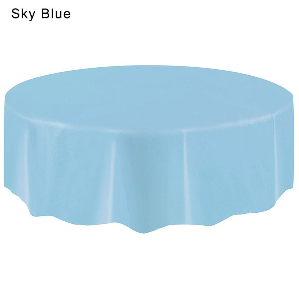 1Pcs Grote Ronde Plastic Ronde Tafel Dekken Doek Wegwerp Party Tafelkleed Cover Bruiloft Verjaardag Party Tafel Dekken # T2P: Sky Blue