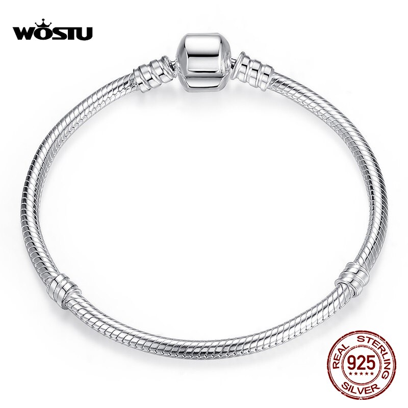 Wostu genuine 100% 925 prata esterlina pulseira pulseira original cobra corrente para o casamento feminino altura qualidade jóias 17-20cm